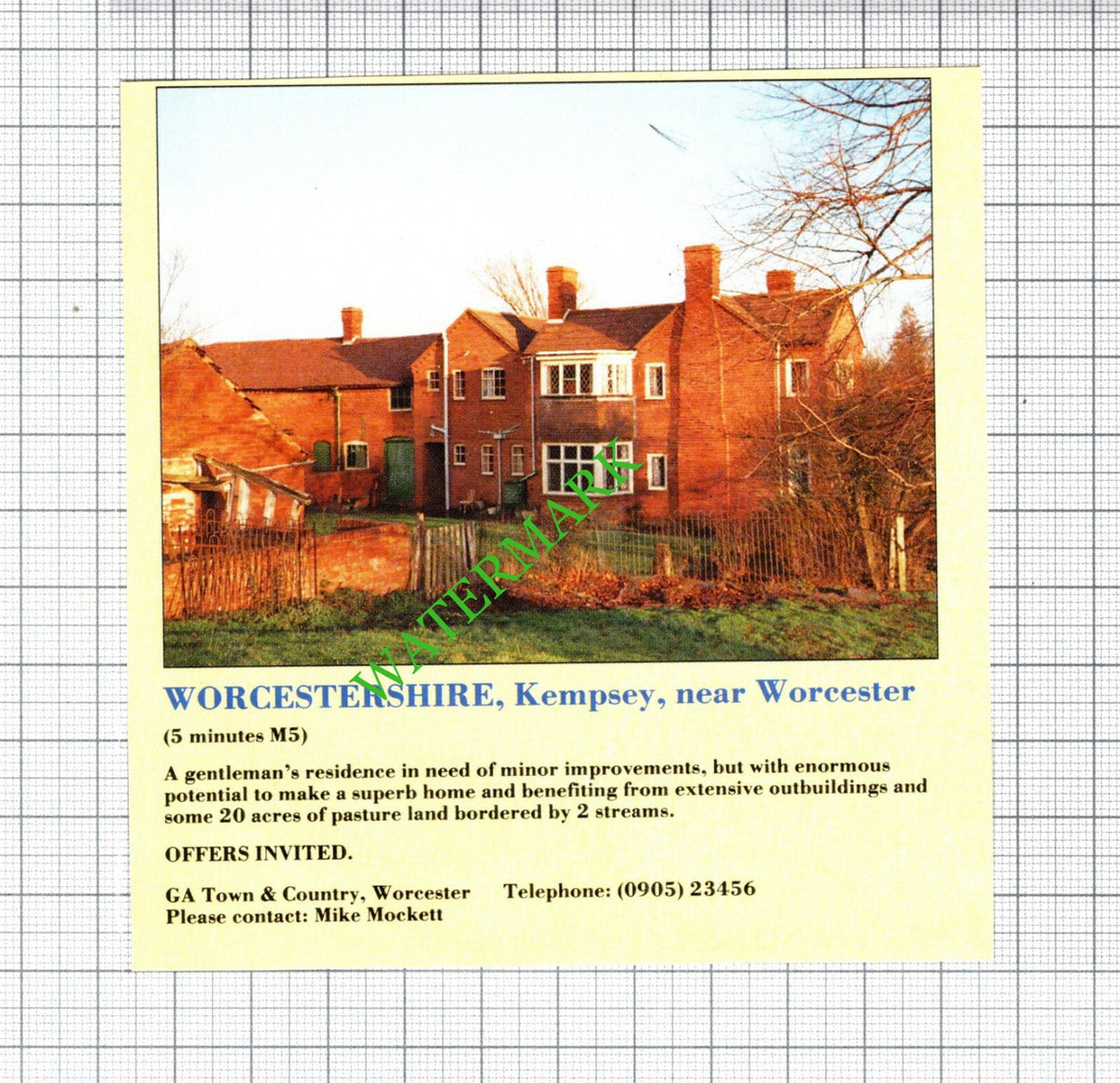 Kempsey Worcester House Sale Advert - 1991 Cutting