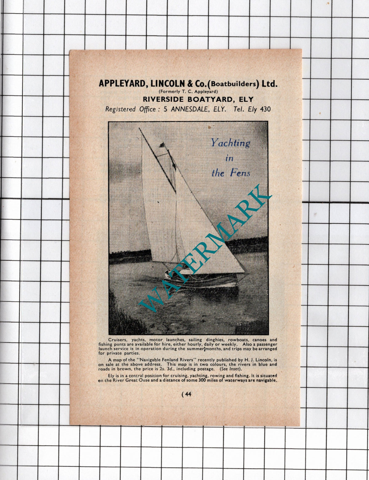 Appleyard Lincoln & Co Boatbuilders Ltd Ely Cambridgeshire   - 1949 Small Advert
