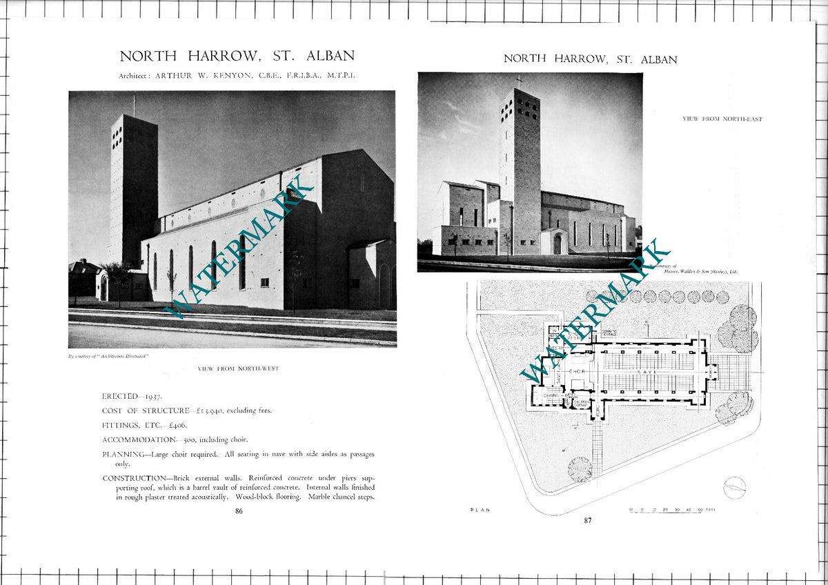 St Alban's Church North Harrow Arthur Kenyon Architect - c.1947 Article / Print