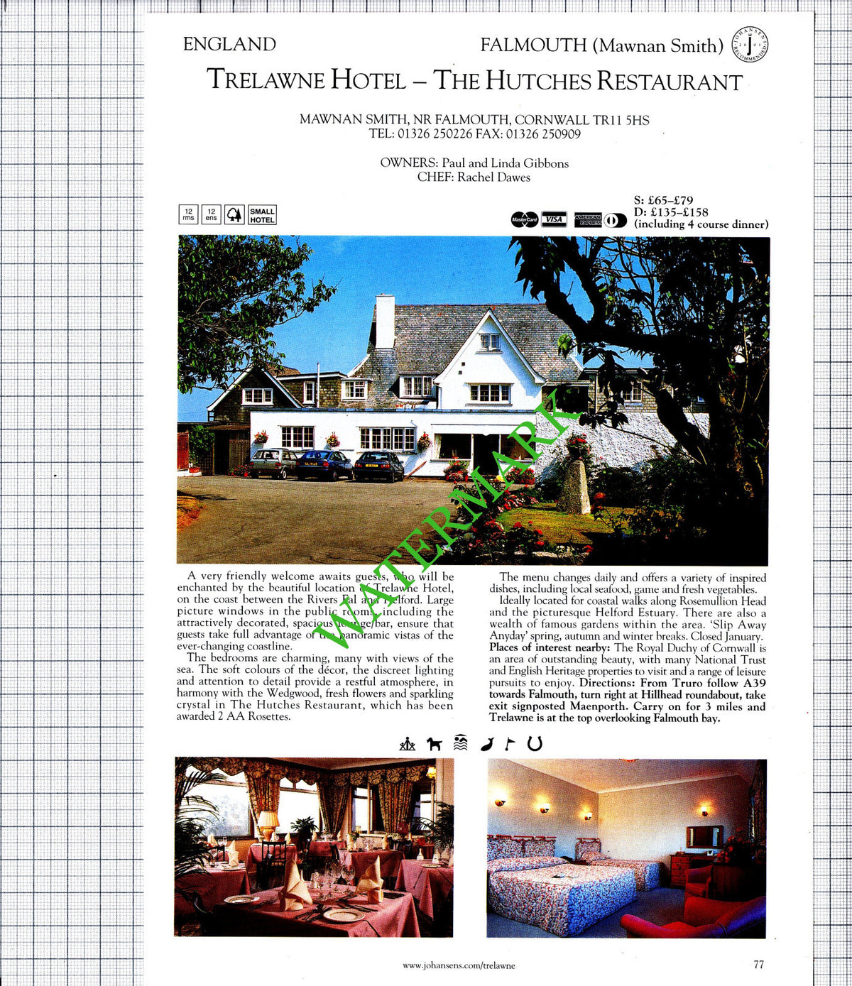 Trelawne Hotel Mawnan Smith Cornwall / Sandgate Hotel Folkestone - 2001 Cutting