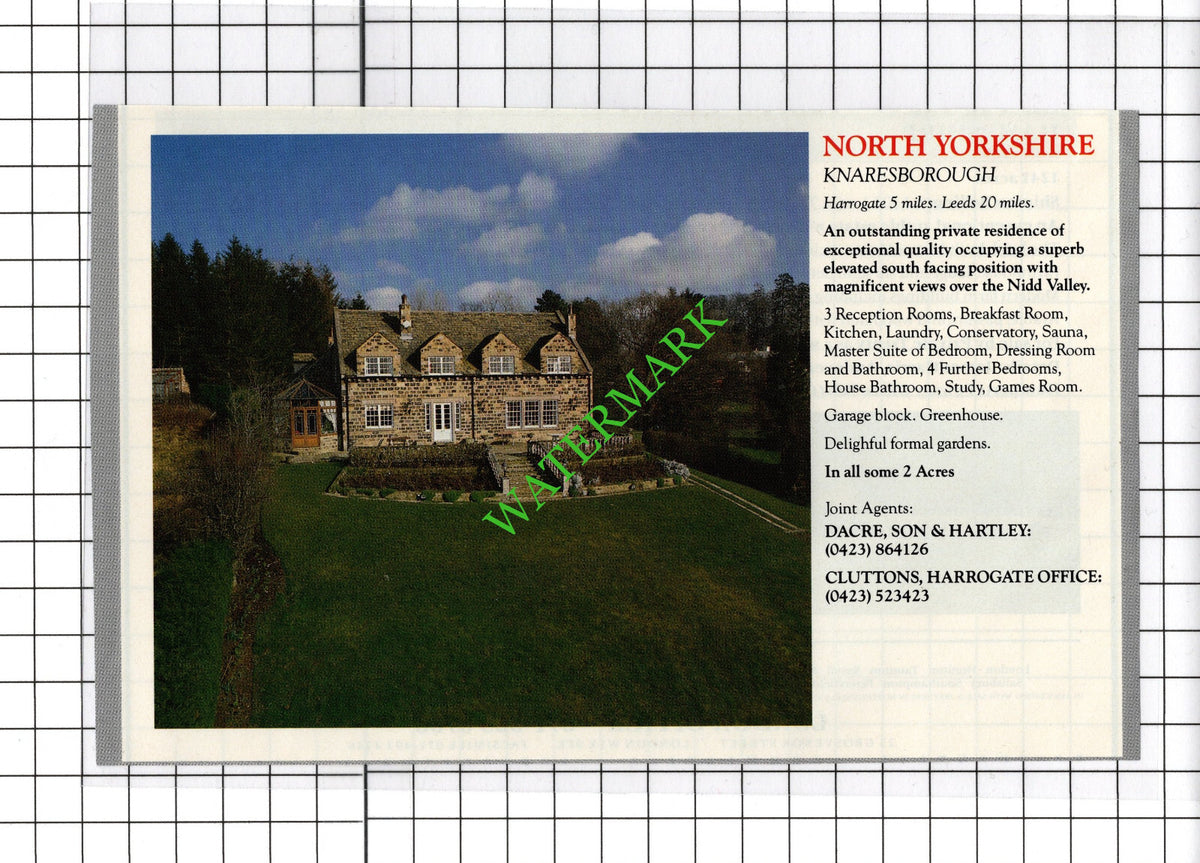 Knaresborough North Yorkshire House Sale Advert - - 1991 Cutting