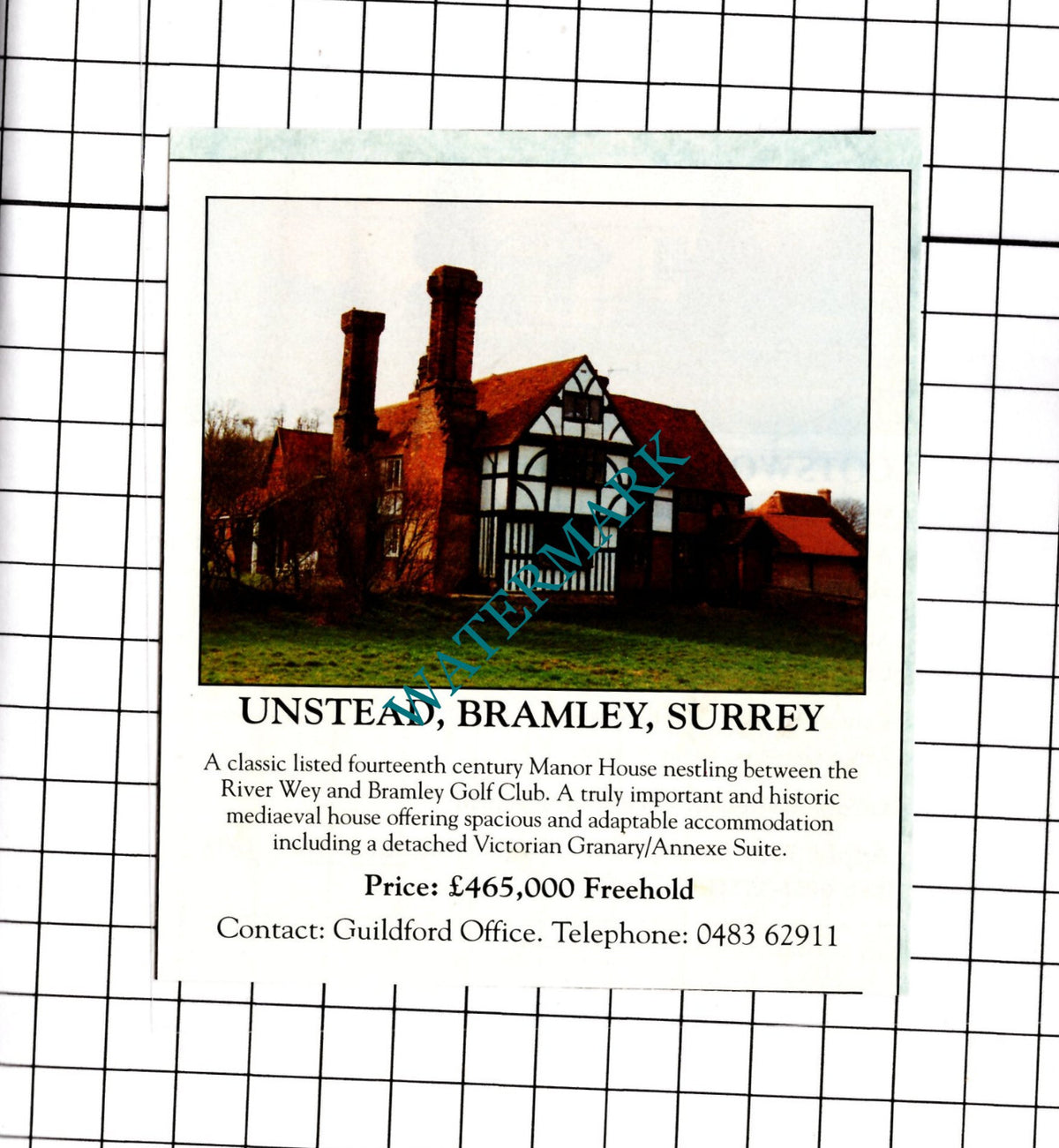 Unstead Bramley Surrey House Sale Advert  - 1991 Clipping / Print