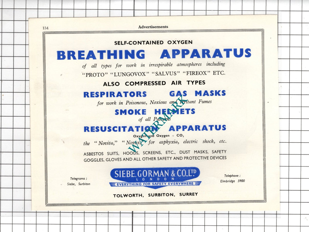 Spencer-Bonecourt Ltd London / Siebe Gorman & Co Ltd Tolworth Surrey 1951 Advert