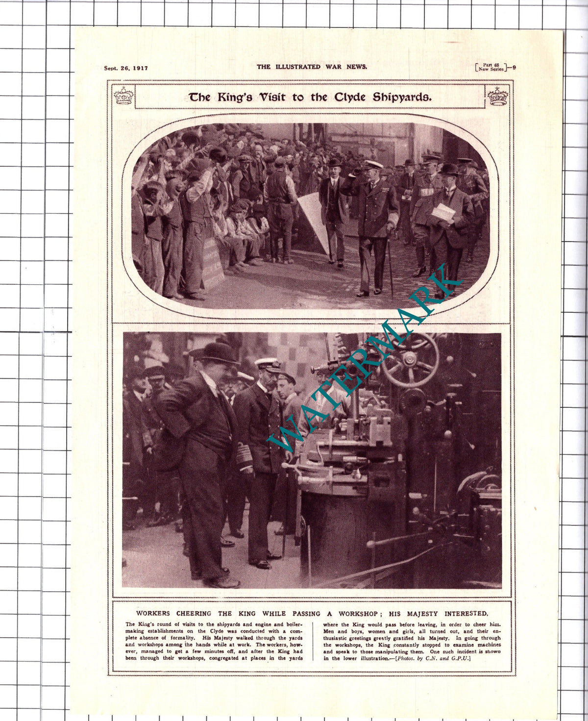 Clyde Shipyards Royal Visit Ibrox Park Glasgow - 1917 Picture Article
