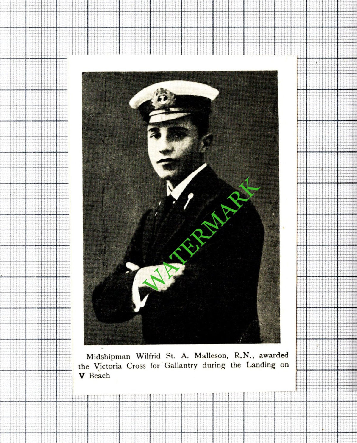 Midshipman Wilfrid St A Malleson RN Great War WW1 -   c.1920 Small Cutting