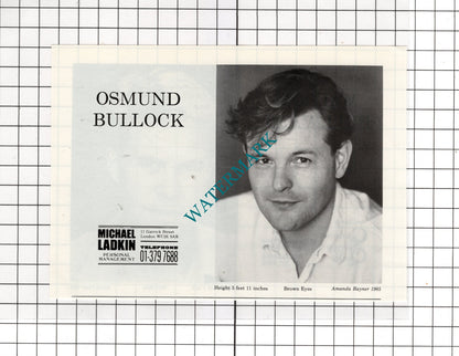 Malcolm Bullivant Actor /  Osmund Bullock Actor - 1986 Small Cutting