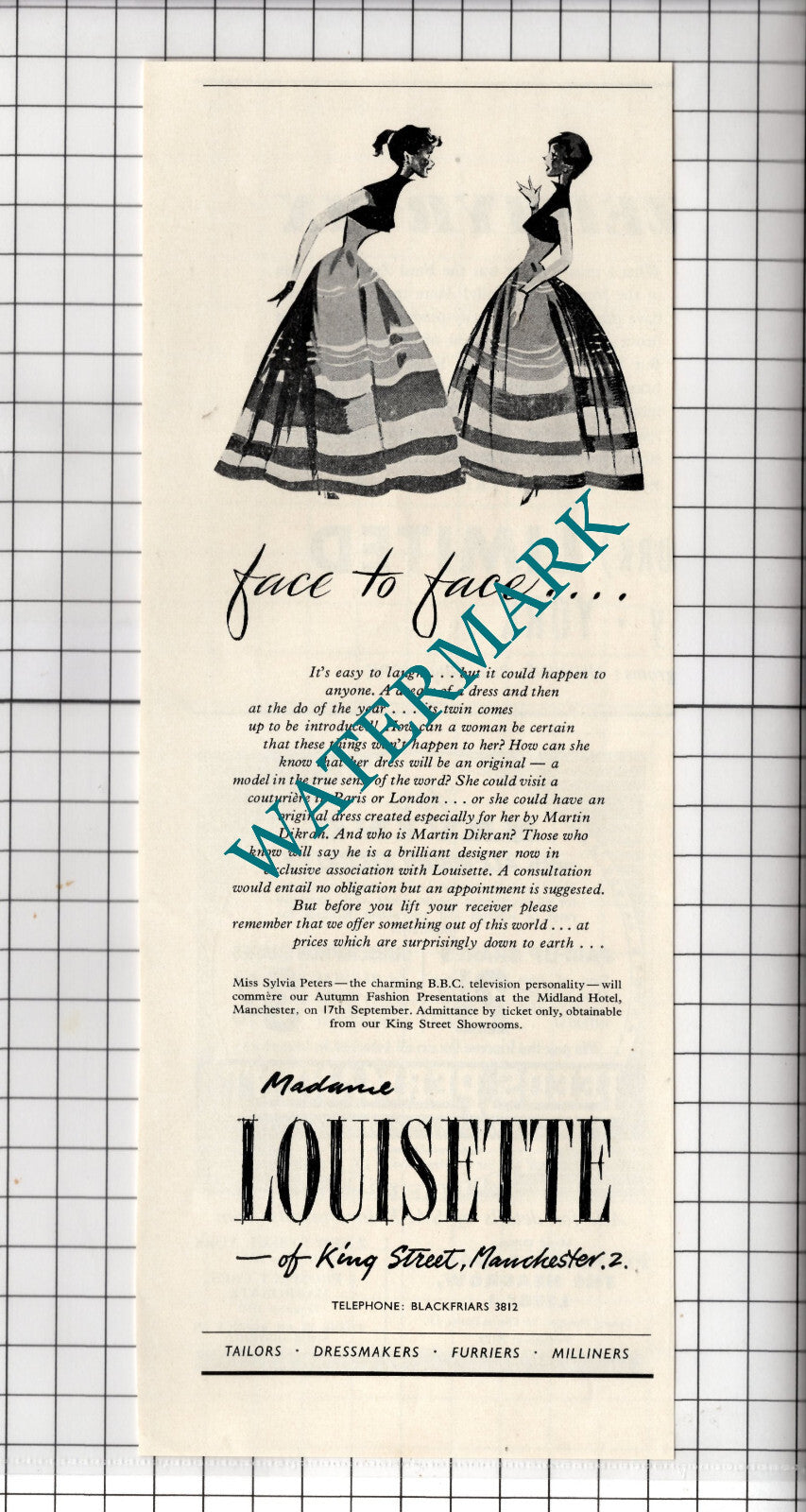Madame Louisettte King Street Manchester - 1953 Advert