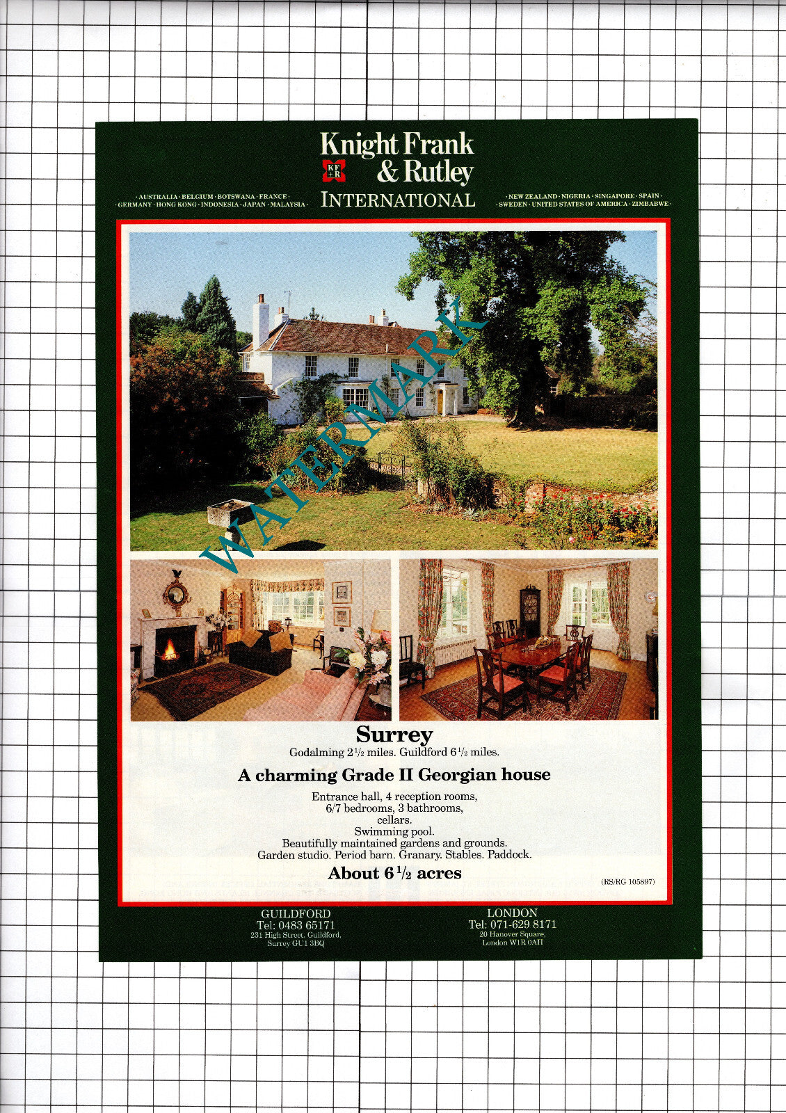 Effingham Surrey / Godalming Surrey  - 1991 House Sale Advert
