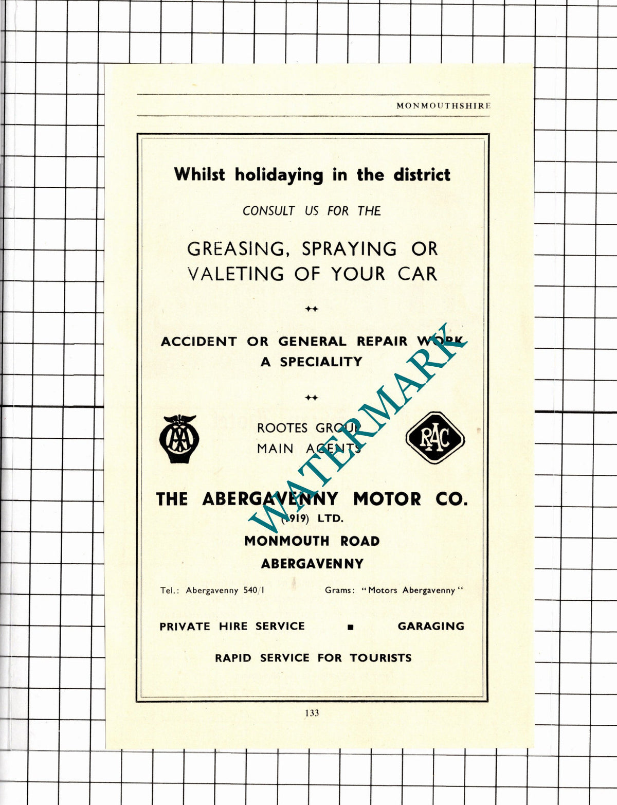 Swan Hotel Abergavenny Wales / Abergavenny Motor Co Advert - 1953 Clipping