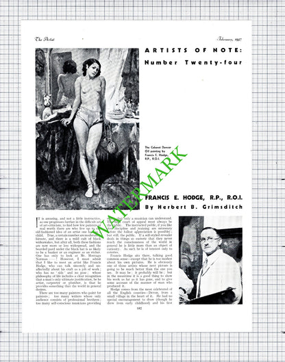 Francis E Hodge Artist  - 1937 Article