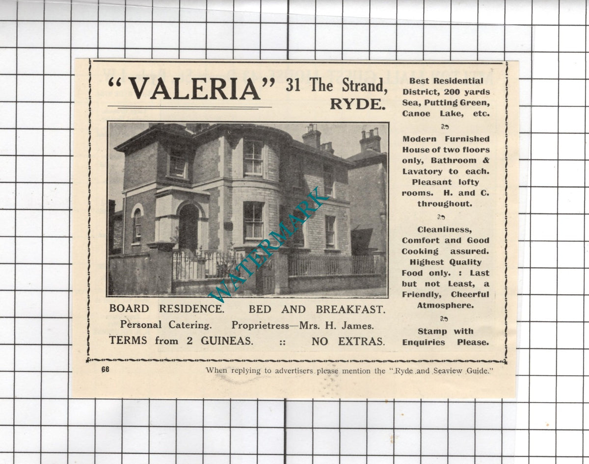 Melton Hall Guest House Ryde Isle Of Wight Columbine  Valeria Ryde - 1938 Advert