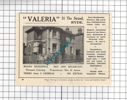 Melton Hall Guest House Ryde Isle Of Wight Columbine  Valeria Ryde - 1938 Advert