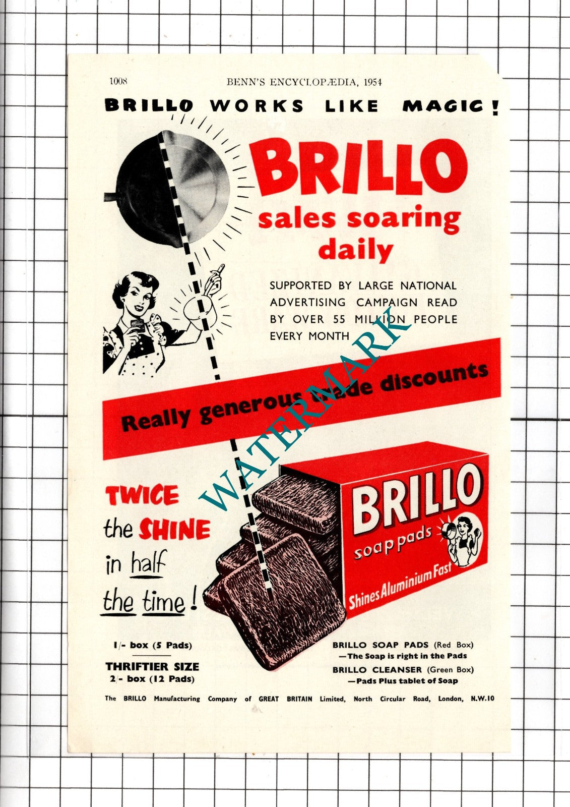 Welsh Metal Industries Ltd Caerphilly / Brillo Manufacturing Co - 1954 Advert