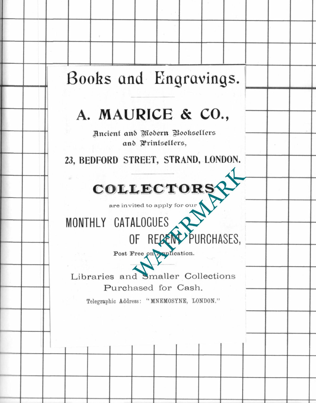 A Maurice & Co Booksellers London  - 1905 SMALL Advert