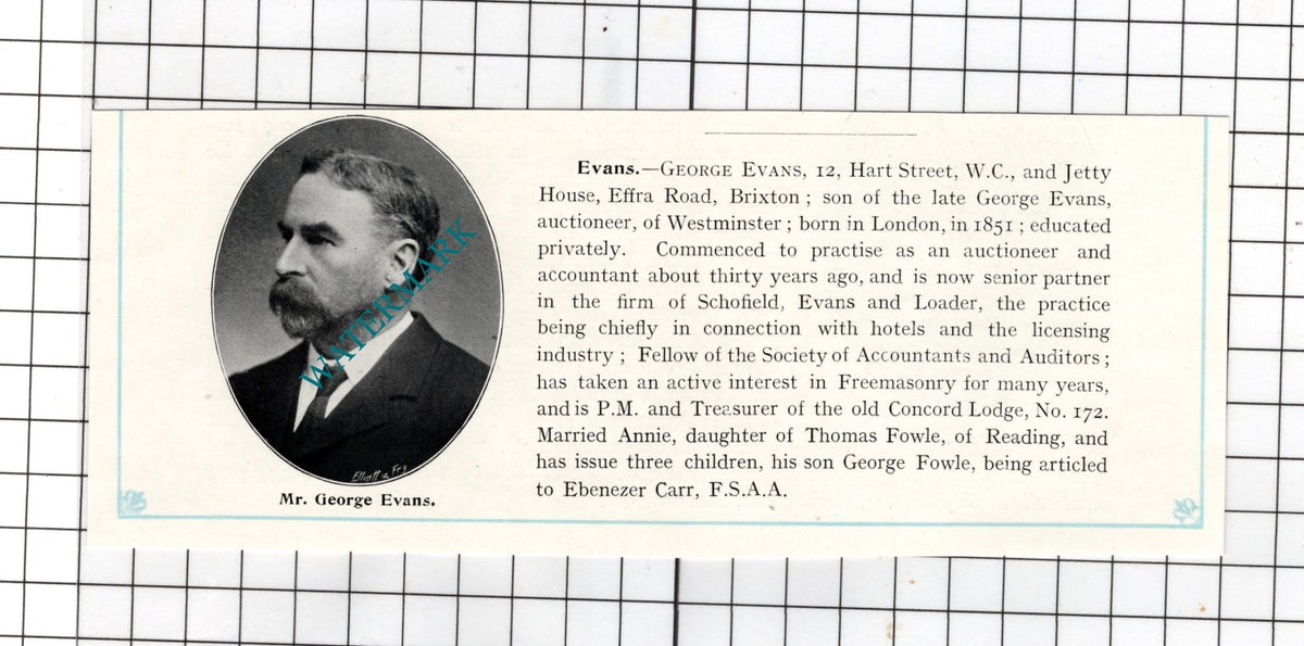 George Evans Jetty House Effra Road Brixton London  - c.1905 Clipping