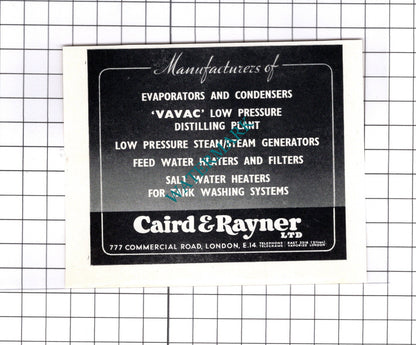 Wood & Clark Ltd Glasgow / Caird & Rayner London -  c.1957 Small Advert