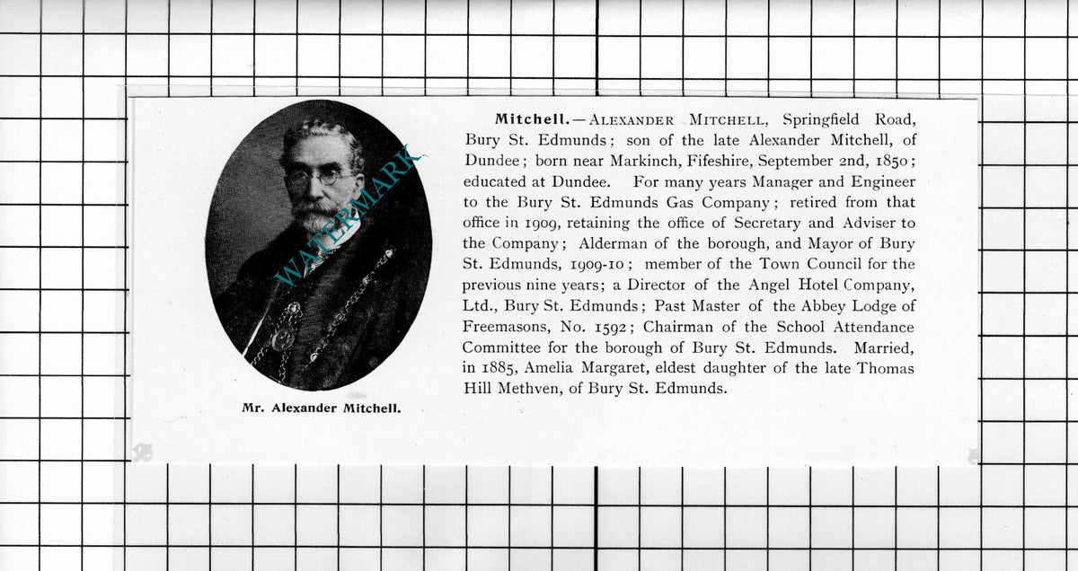 Alexander Mitchell Bury St Edmunds / John Long Ashbocking Suffolk  1911 Clipping