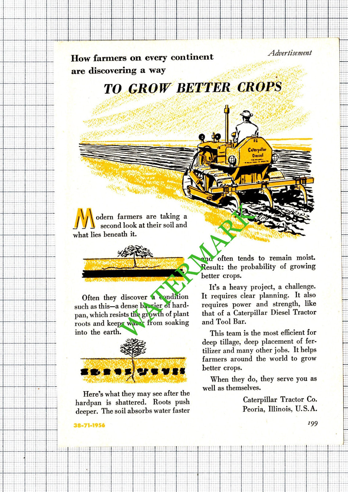 Caterpillar Tractor Co Peoria Illinois USA Small Advert  - 1956 Cutting