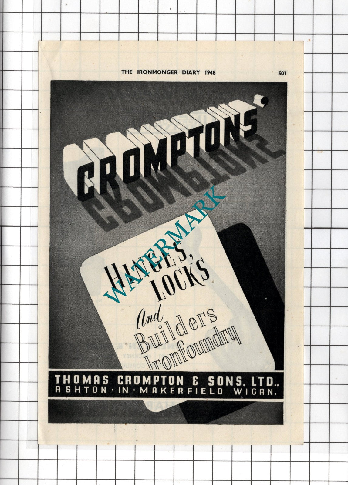 Thomas Crompton & Sons Ltd Ashton-in-Makerfield / J Unerman London-  1948 Advert