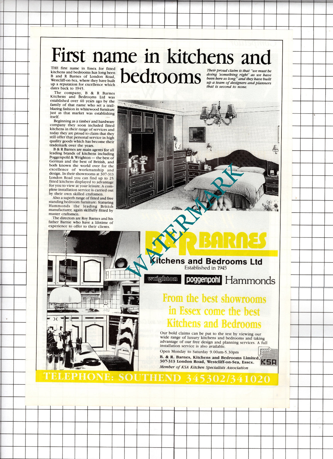 Roy Barnes B & R Barnes London Road Westcliff-on-Sea Essex - 1988 Advert