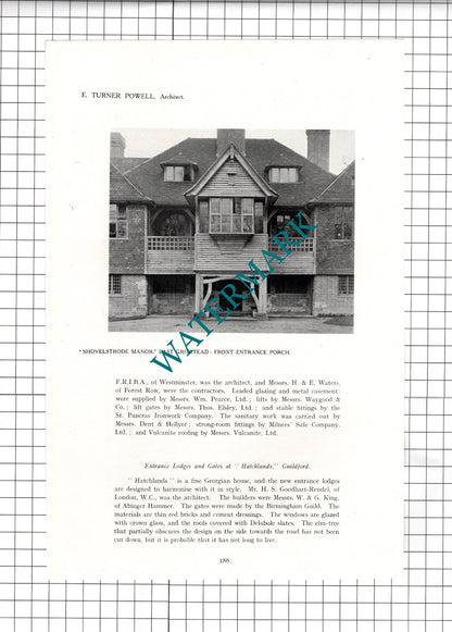 Shovelstrode Manor East Grinstead E Turner Powell Architect -1911 Article/Print