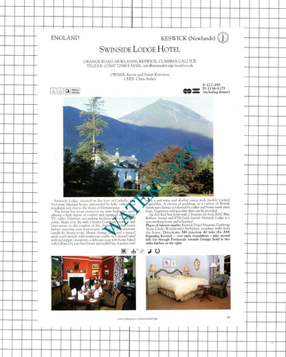 Swinside Lodge Hotel Newlands Keswick The White House Chillington  -2001 Cutting