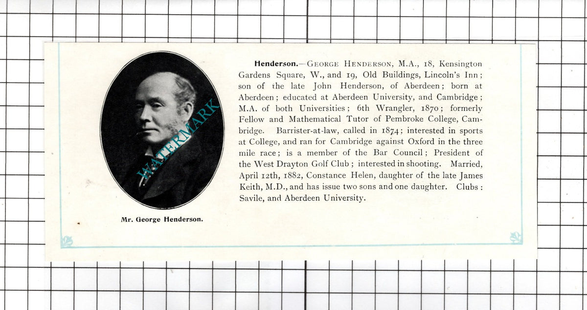 George Henderson Aberdeen / Edward William Hansell Oxford -c.1905 Clipping