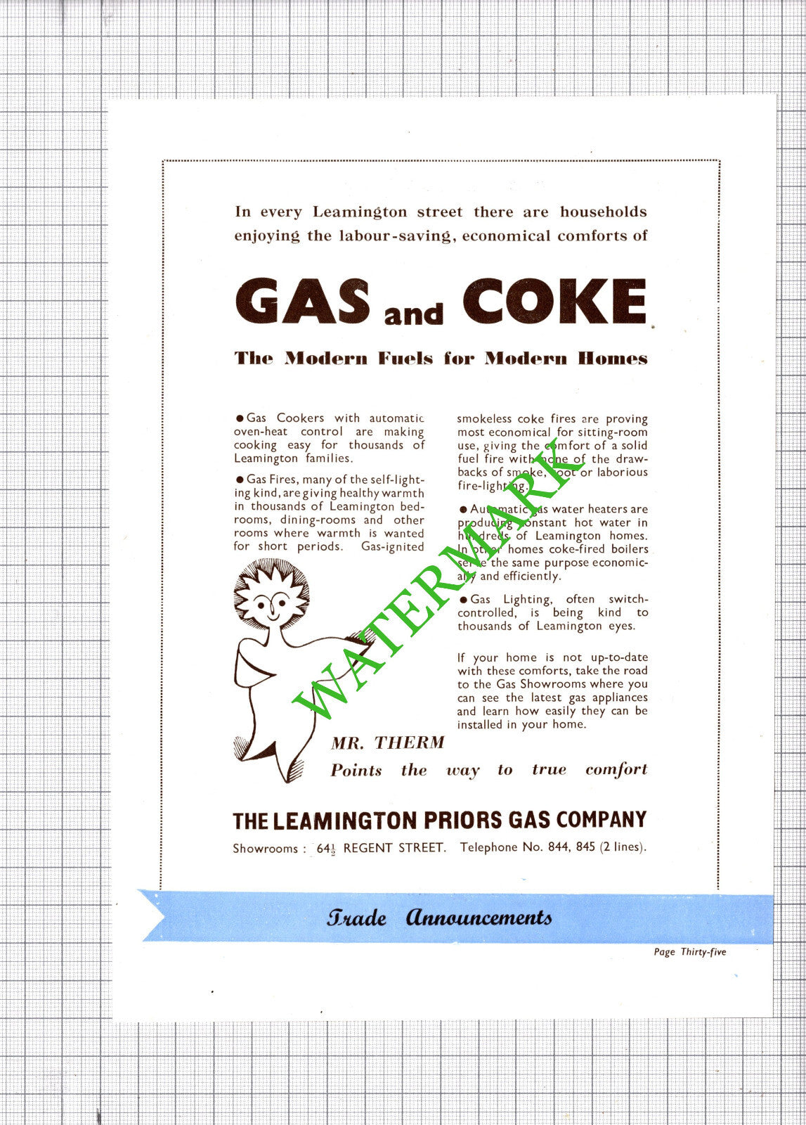 Brettells Bath Hotel Leamington Spa Mountford / Priors Gas Advert -1930s Cutting
