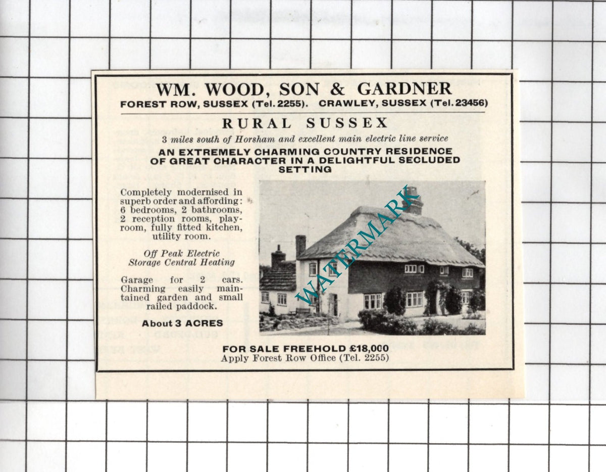 Horsham Sussex Small House Sale Advert - 1967