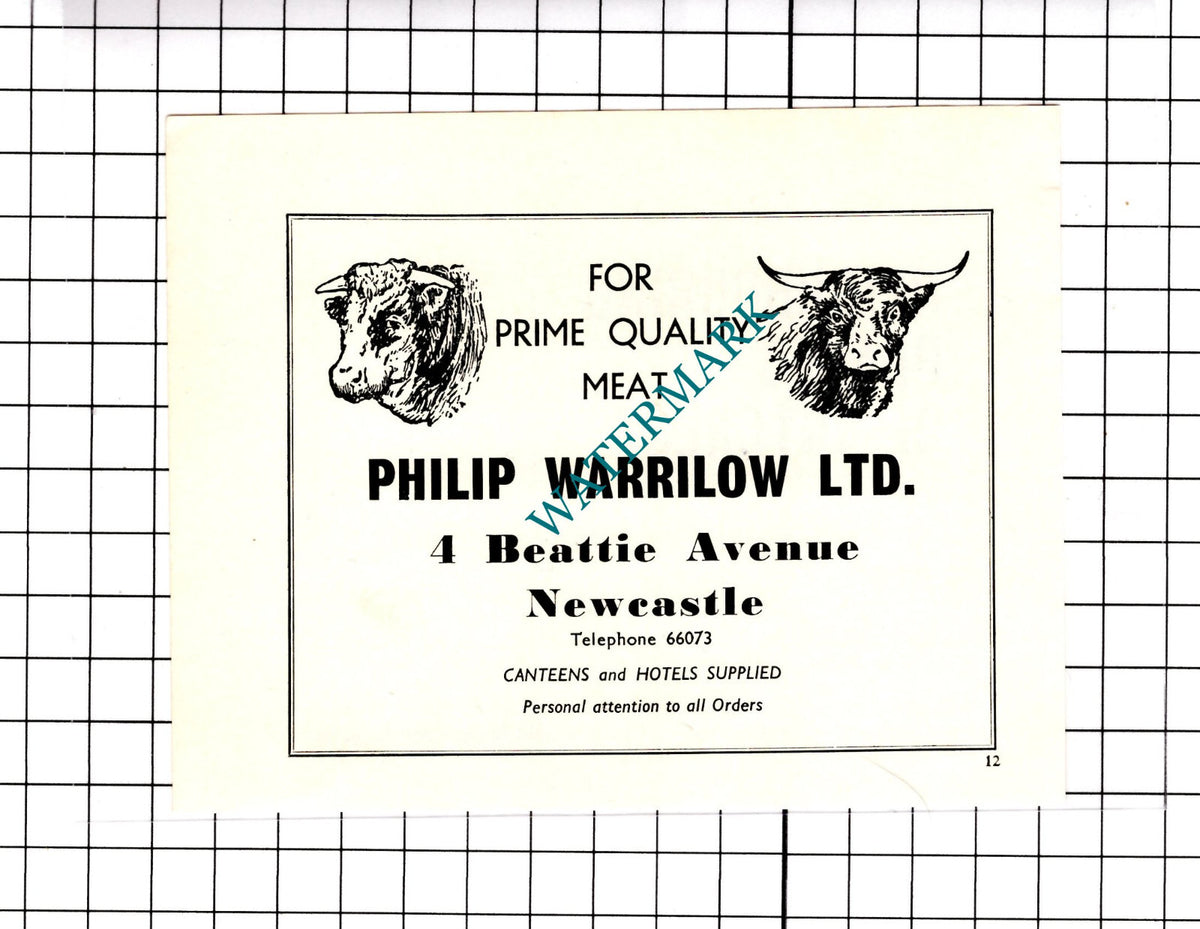 Philip Warrilow Ltd Newcastle Under Lyme  - 1964 Small Advert