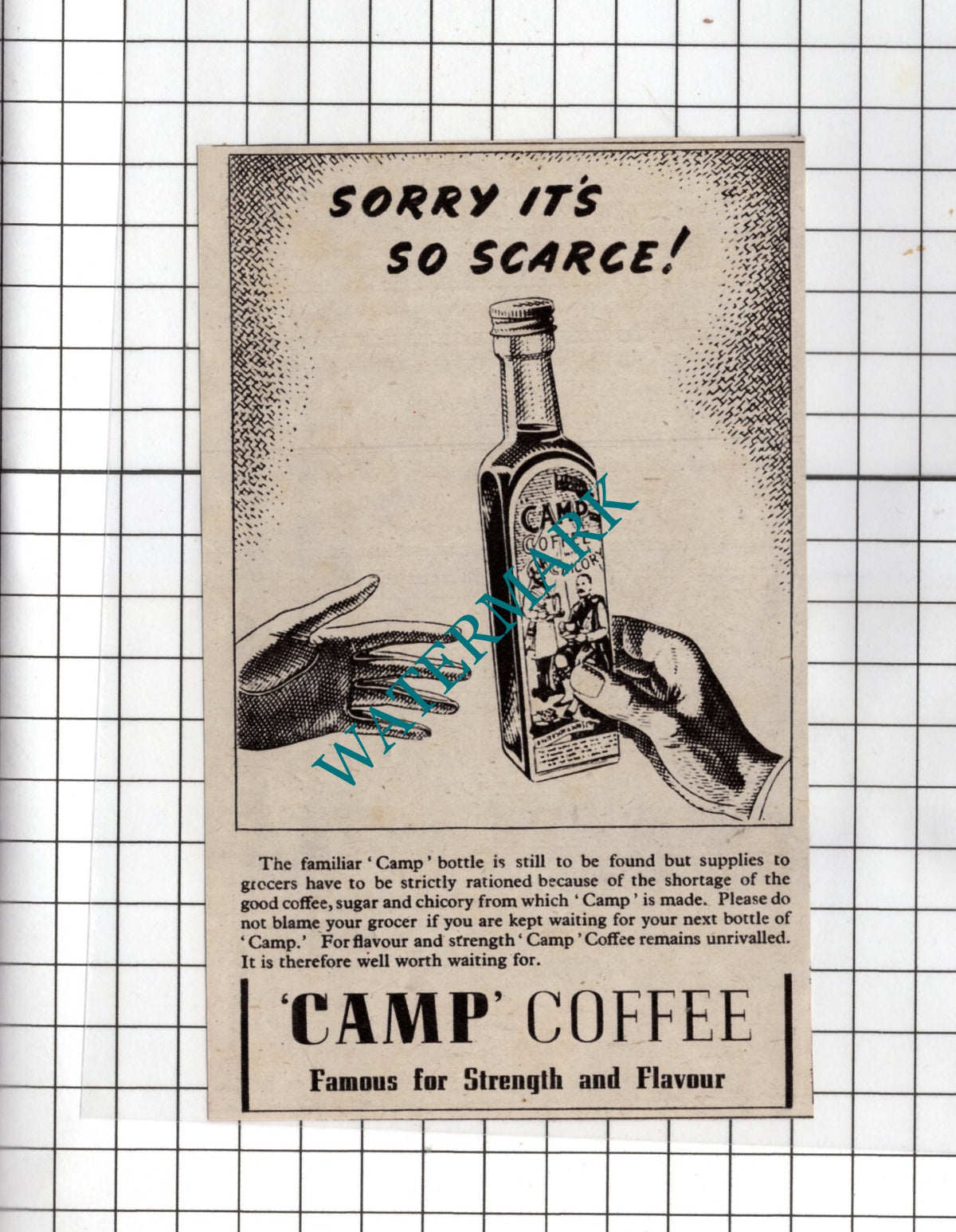 Camp Coffee Wartime Advert - 1943 Small Clipping / Advert