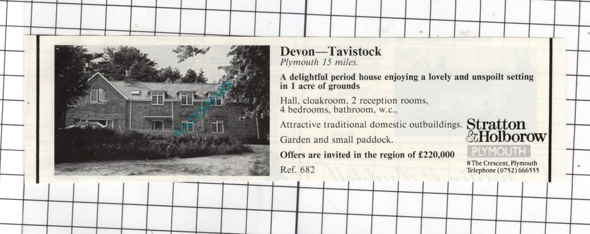 Tavistockl Devon  - 1989 Small House Sale Advert