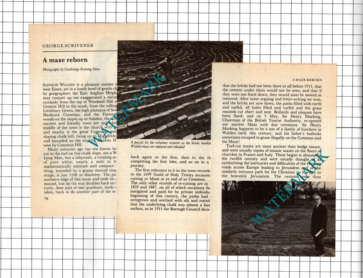 Saffron Walden Essex Maze - 1980 Small Article