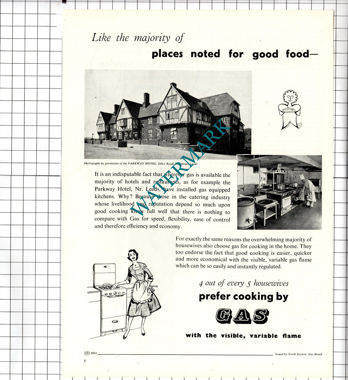 Parkway Hotel Bramhope Leeds Yorkshire  Gas Advert  - 1956 Clipping