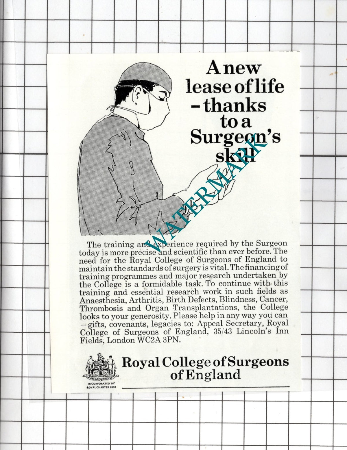 Royal College Of Surgeons Of England Small Advert  - 1972