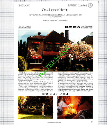 Chalk Lane Hotel Epsom Surrey / Oak Lodge Hotel Enfield - 2001 Cutting