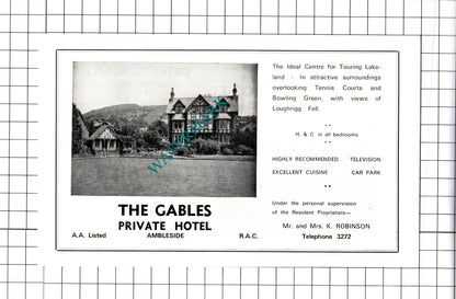 The Langdales Hotel  Great Langdale / Gables Ambleside Advert - c.1968 Cutting