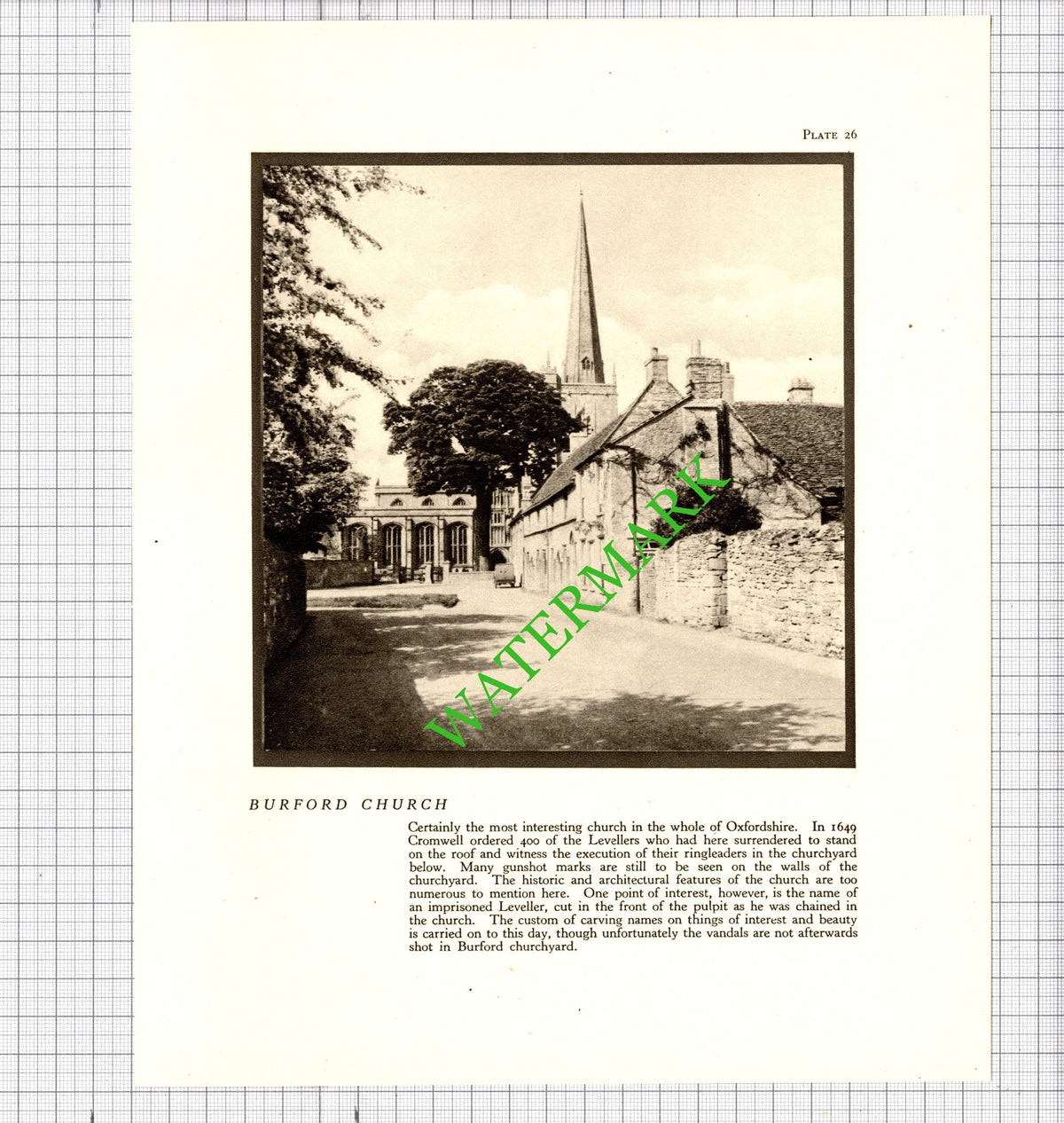 Fairford  Burford Church  Gloucestershire - 1940's Cutting / Print