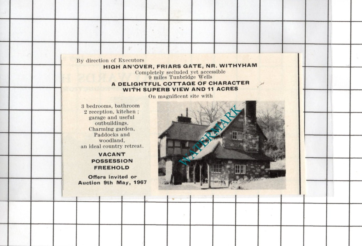 High An'Over Friars Gate Withyam Sussex SMALL House Sale Advert - 1967