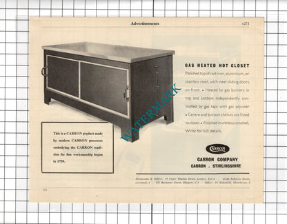 Carron Company Carron Stirlingshire / The Vulcan Stove Co Exeter - 1951 Advert