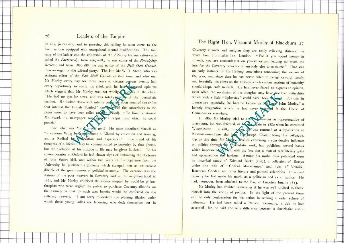 Viscount Morley Of Blackburn - c.1914 Print / Article