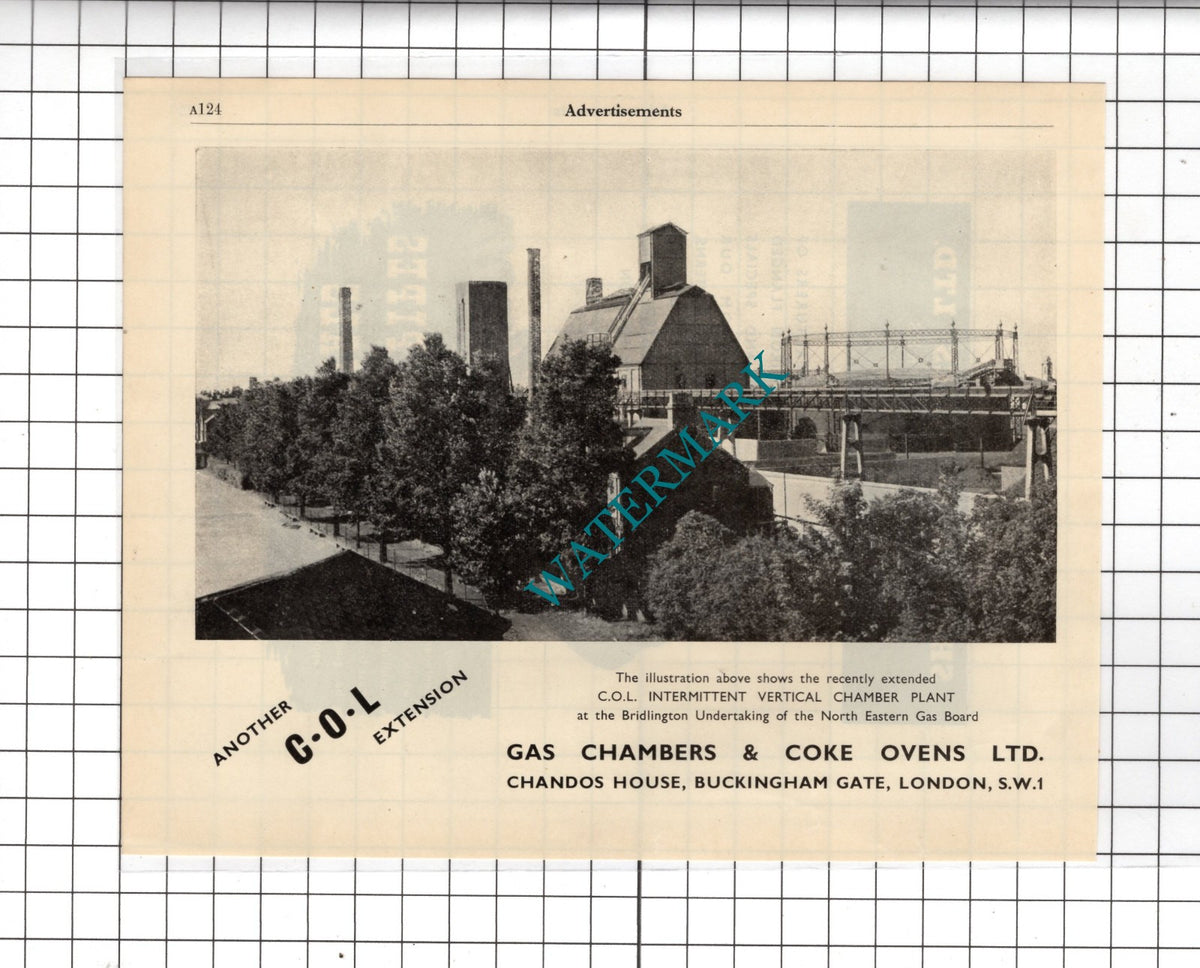 Bridlington Gas Chambers & Coke Ovens  / Shaw & McInnes Ltd Glasgow -1951 Advert