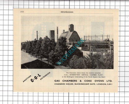 Bridlington Gas Chambers & Coke Ovens  / Shaw & McInnes Ltd Glasgow -1951 Advert