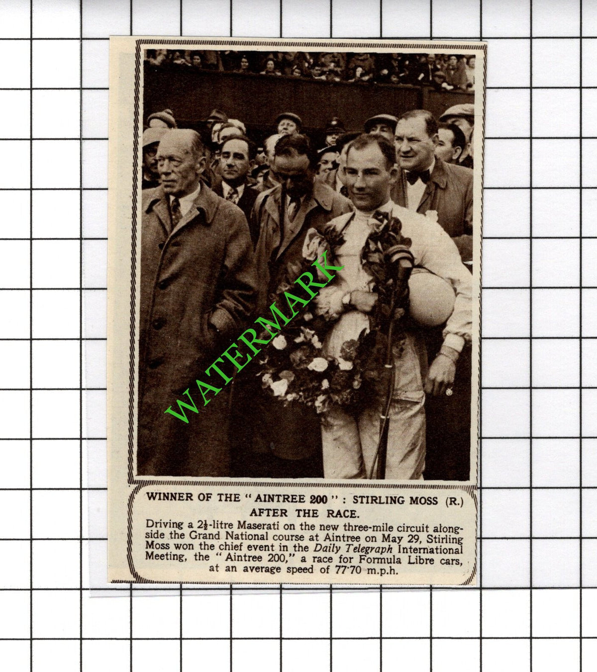 Stirling Moss Aintree 200 Race - 1954 Cutting
