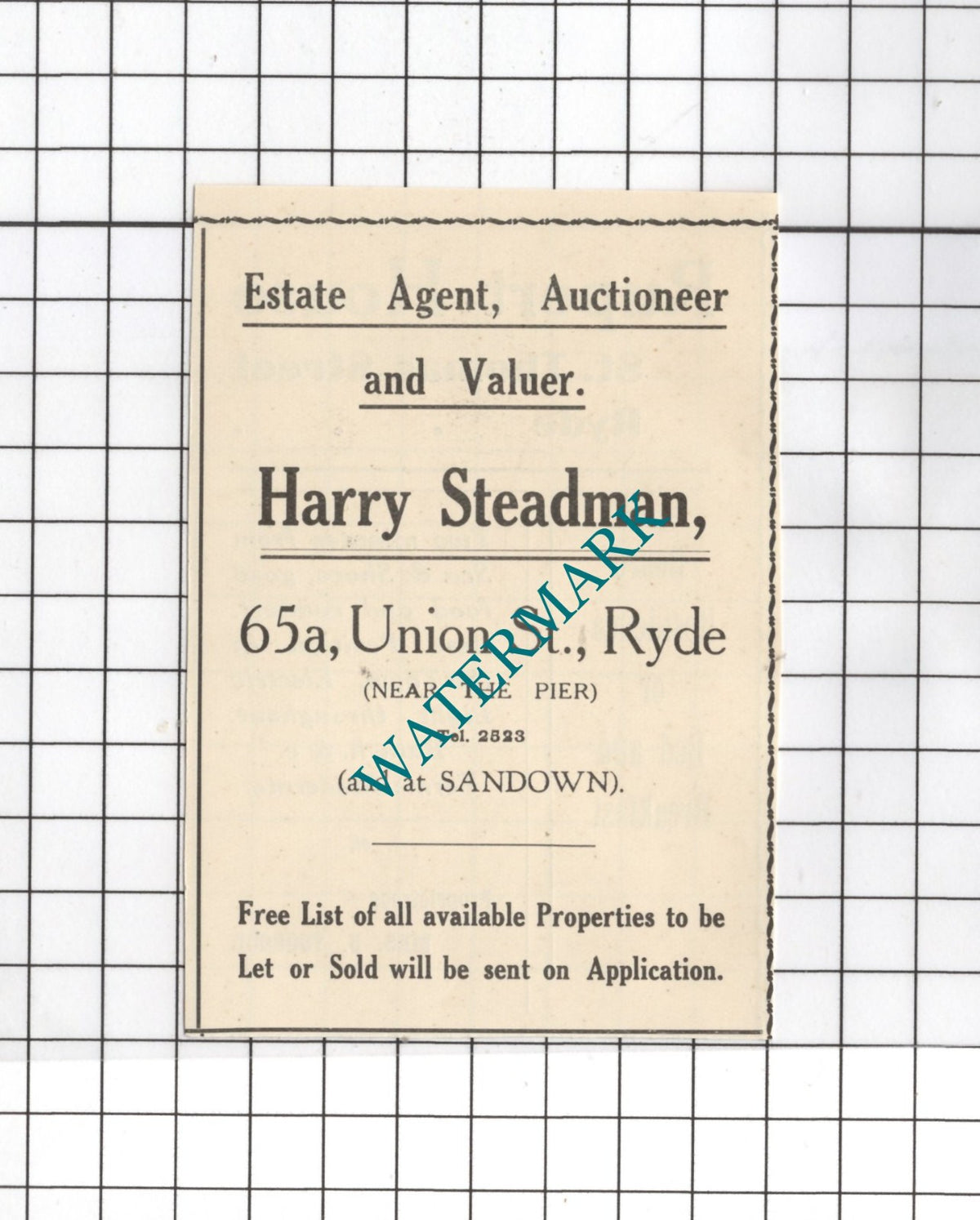 Harry Steadman Ryde Isle Of Wight Rupert House Ryde Toogood -1938 SMALL Advert