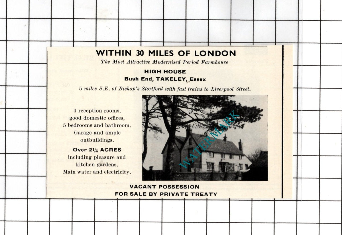 High House Bush End Takeley Essex   - 1967 SMALL House  Advert
