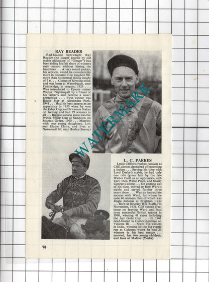 Ray Reader Leslie Clifford Parks Stan Smith Wally Swinburn Jockey- 1962 Clipping