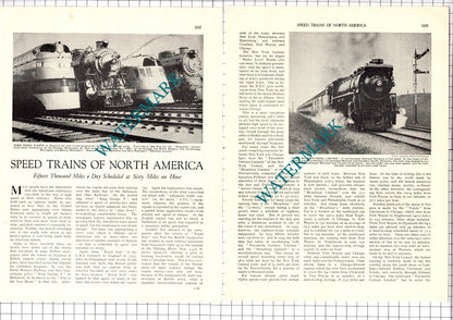 Speed Trains Of North America  Pennsylvania Railroad   - 1930's Article / Print