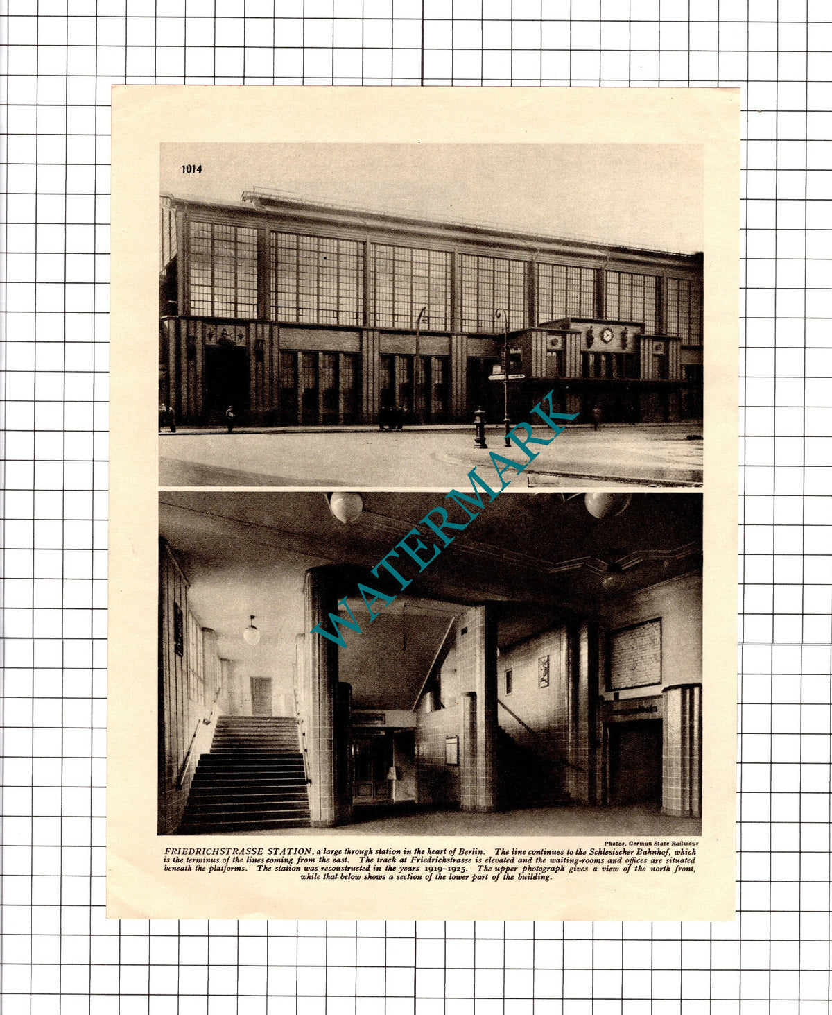 Friedrichstrasse Station Berlin German State Railways - 1930s Clipping / Print