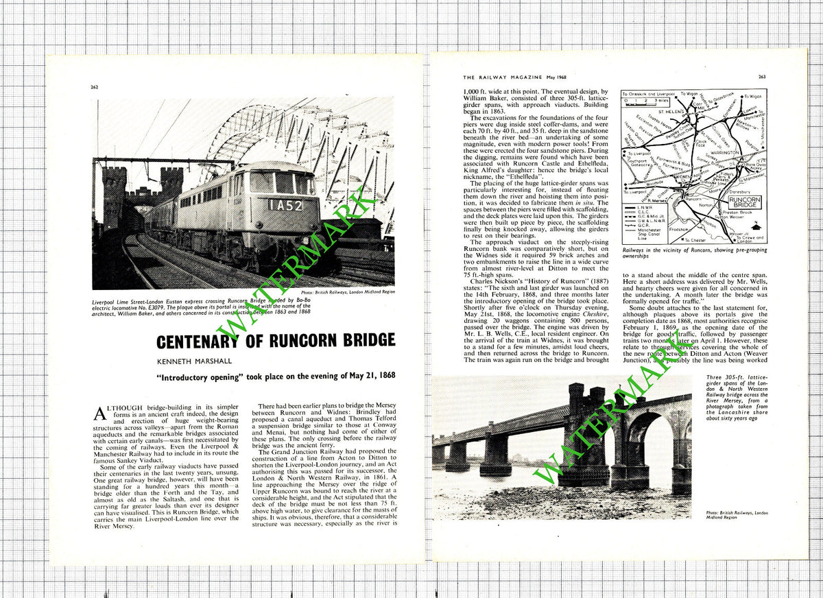 Runcorn Bridge Centenary River Mersey  - 1968 Article